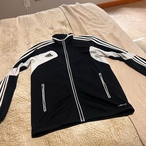 Adidas Black and White Utility Jacket with Iconic Stripes